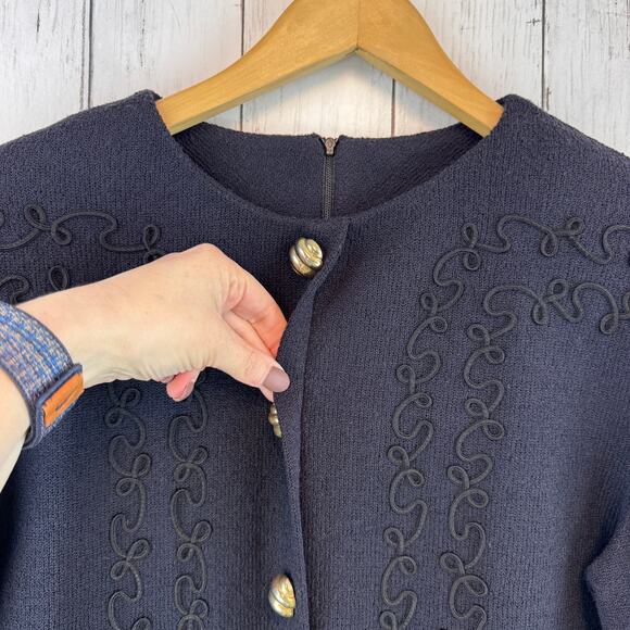 VTG Castleberry Embroidered Gold Bee Hive Buttons Knit Sweater Plus Size 14 - Picture 6 of 15